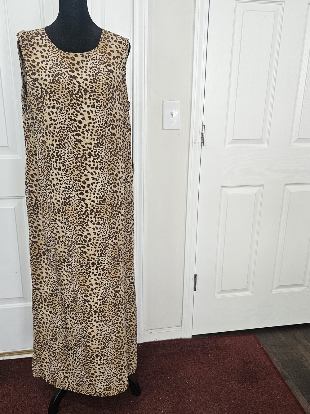 Maggy London Leopard-Print 100% Silk Dress Mob Wife Y2k bohemian{Bx26}